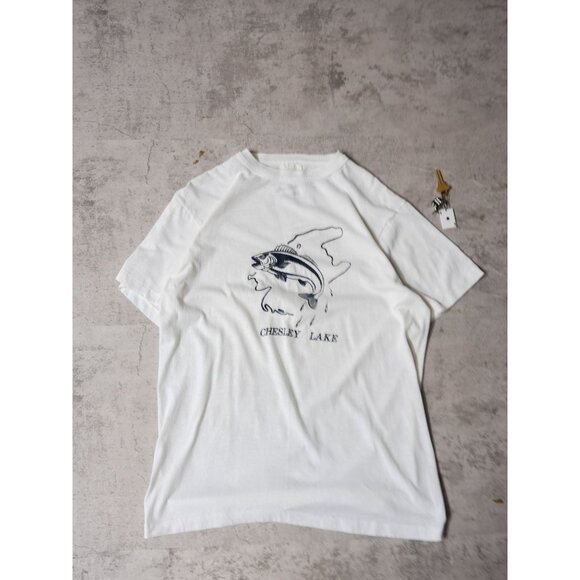 Vintage 80s Chelsey Lake Fish Single Stitch T - Picture 1 of 3